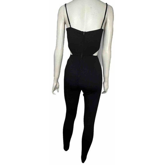 Charlotte Russe Jumpsuit Sleeveless Cut Out Plunge High‎ Waist Black XS Clubwear - Picture 3 of 3